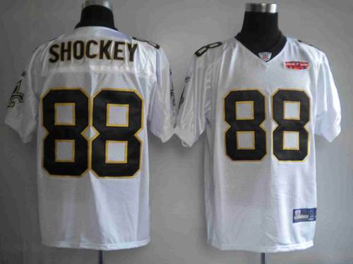 Saints #88 Jeremy Shockey White With Super Bowl Patch Stitched NFL Jersey