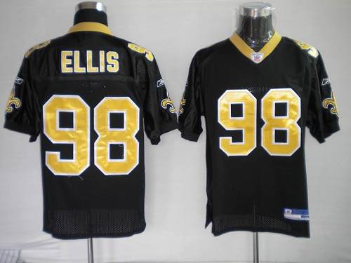 Saints #98 Sedrick Ellis Black Stitched NFL Jersey