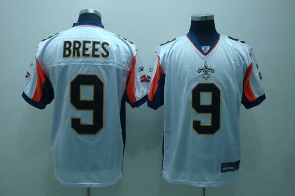 Saints #9 Drew Brees White With New Super Bowl Patch Stitched NFL Jersey