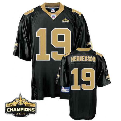 Saints #19 Devery Henderson Black Super Bowl XLIV 44 Champions Stitched NFL Jersey