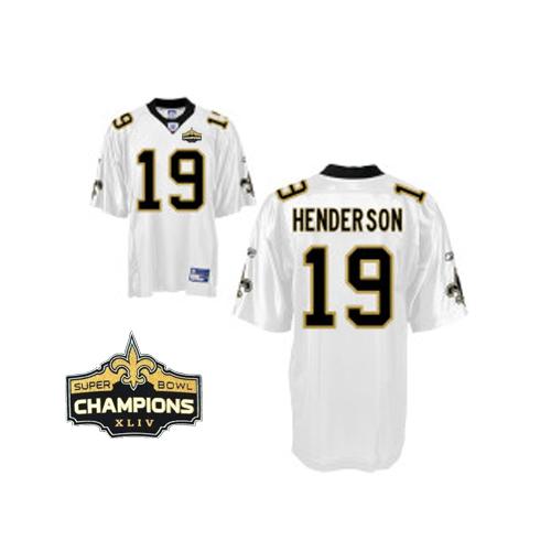 Saints #19 Devery Henderson White Super Bowl XLIV 44 Champions Stitched NFL Jersey