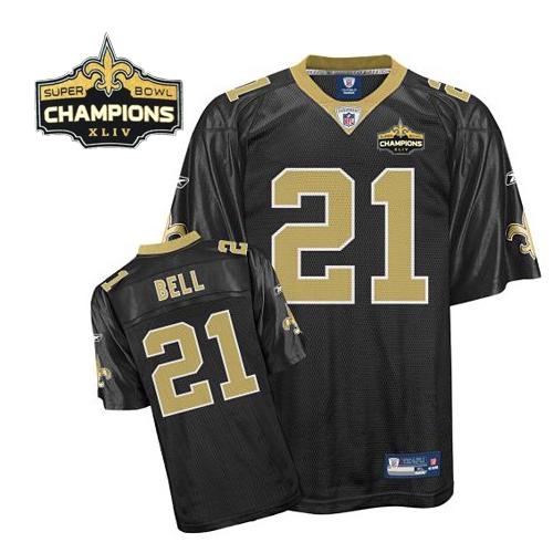 Saints #21 Mike Bell Black Super Bowl XLIV 44 Champions Stitched NFL Jersey