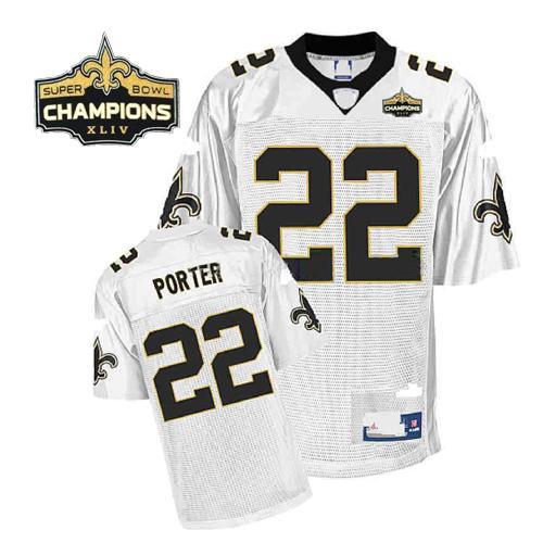 Saints #22 Tracy Porter White Super Bowl XLIV 44 Champions Stitched NFL Jersey