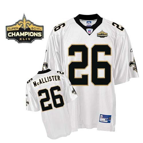 Saints #26 Deuce McAllister White Super Bowl XLIV 44 Champions Stitched NFL Jersey
