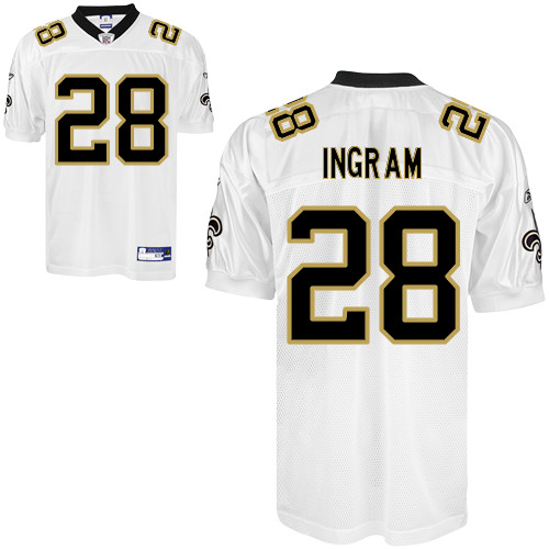 Saints #28 Mark Ingram White Stitched NFL Jersey