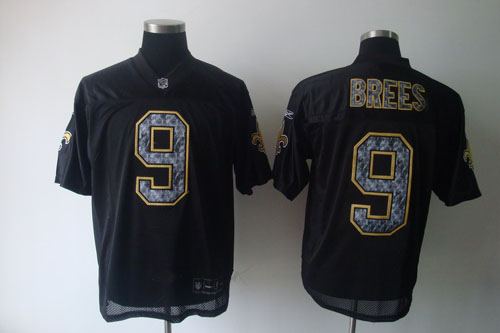 Sideline Black United Saints #9 Drew Brees Black Stitched NFL Jersey