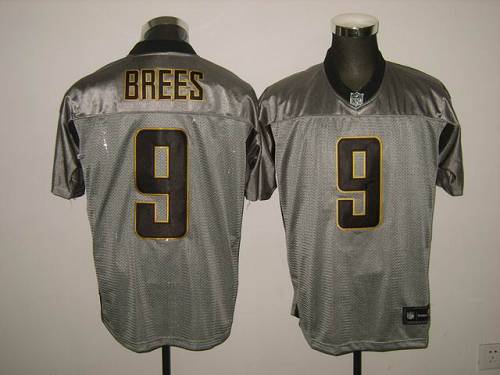 Saints #9 Drew Brees Grey Shadow Stitched NFL Jersey