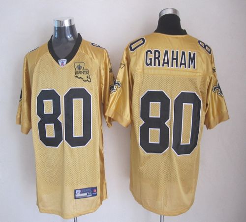 Saints #80 Jimmy Graham Gold Stitched NFL Jersey