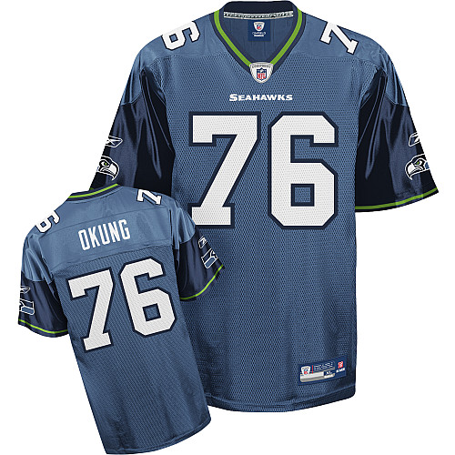 Seahawks #76 Russell Okung Blue Stitched NFL Jersey