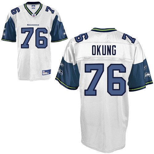 Seahawks #76 Russell Okung White Stitched NFL Jersey