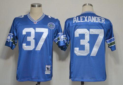 Mitchell And Ness Seahawks #37 Shaun Alexander Blue Stitched Throwback NFL Jersey