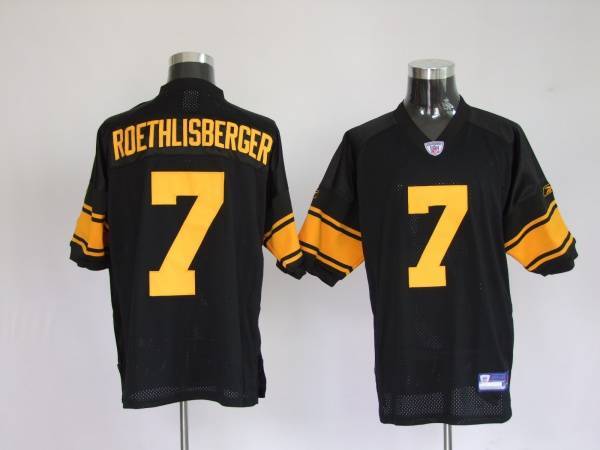 Steelers #7 Ben Roethlisberger Black With Yellow Number Stitched NFL Jersey
