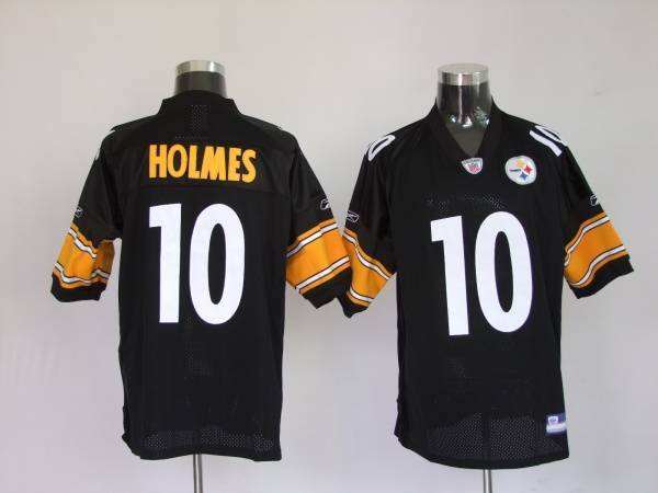 Steelers #10 Santonio Holmes Black Stitched NFL Jersey