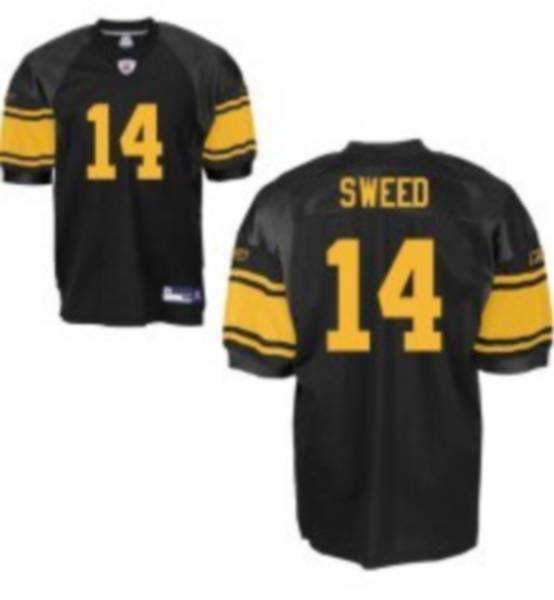 Steelers #14 Limas Sweed Black With Yellow Number Stitched NFL Jersey