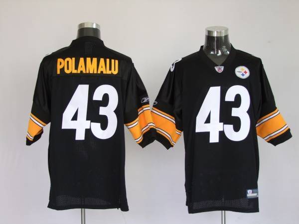 Steelers #43 Troy Polamalu Black Stitched NFL Jersey