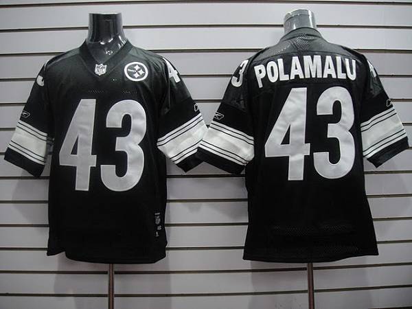 Steelers #43 Troy Polamalu Black Shadow Stitched NFL Jersey