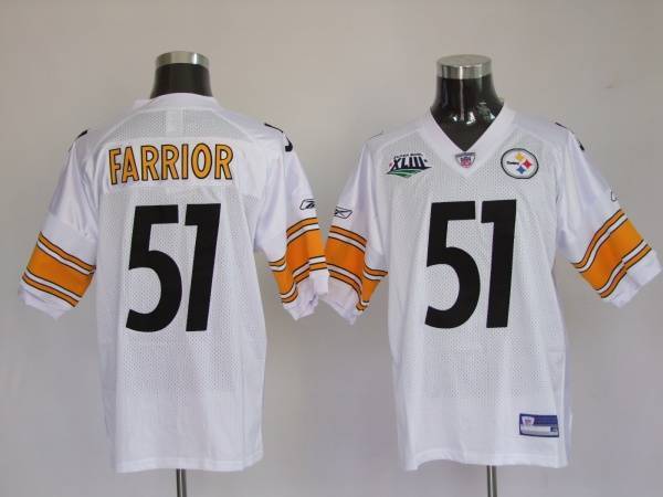 Steelers #51 James Farrior White Stitched NFL Jersey