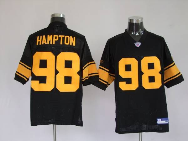 Steelers #98 Casey Hampton Black With Yellow Number Stitched NFL Jersey