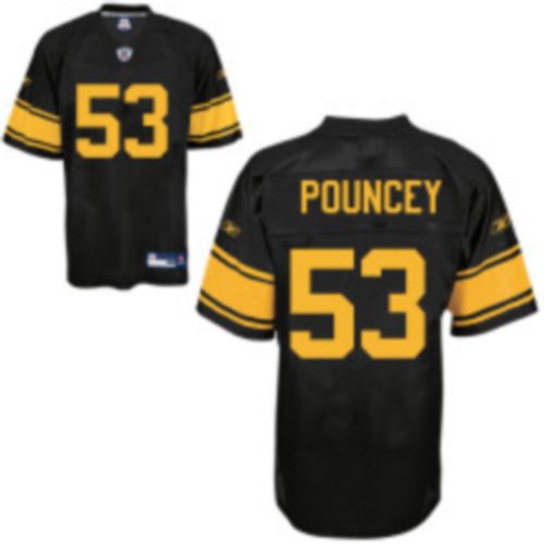 Steelers #53 Maurkice Pouncey Black With Yellow Number Stitched NFL Jersey