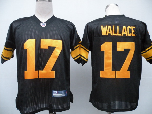 Steelers #17 Mike Wallace Black With Yellow Number Stitched NFL Jersey