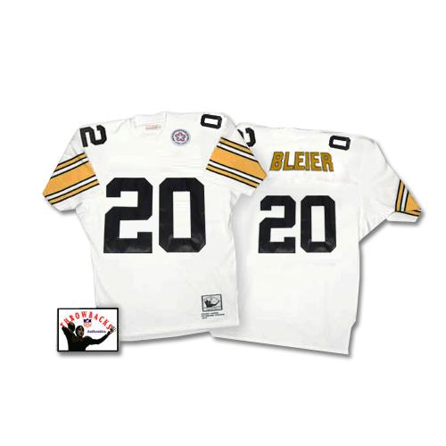 Mitchell & Ness Steelers #20 Rocky Bleier White Stitched Throwback NFL Jersey
