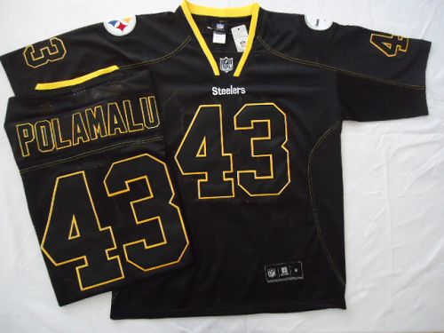 Steelers #43 Troy Polamalu Black Field Shadow Stitched NFL Jersey