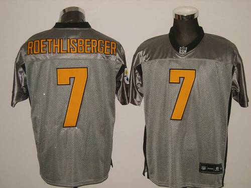 Steelers #7 Ben Roethlisberger Grey Shadow Stitched NFL Jersey
