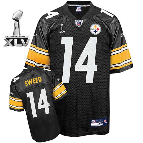 Steelers #14 Limas Sweed Black Super Bowl XLV Stitched NFL Jersey