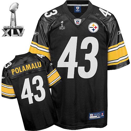 Steelers #43 Troy Polamalu Black Super Bowl XLV Stitched NFL Jersey
