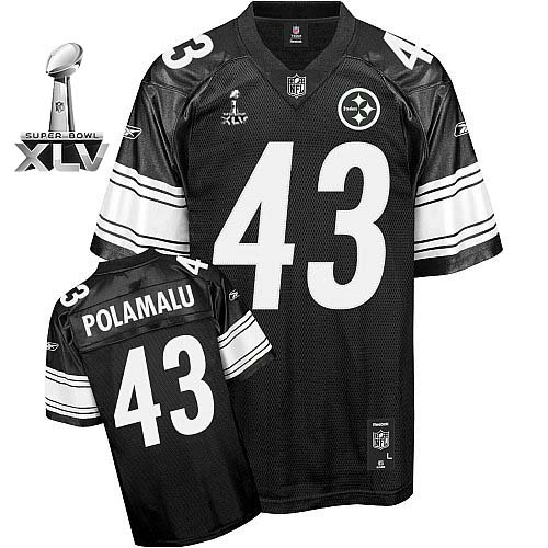 Steelers #43 Troy Polamalu Black Shadow Super Bowl XLV Stitched NFL Jersey