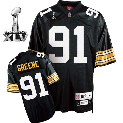 Steelers #91 Kevin Greene Black Super Bowl XLV Stitched NFL Jersey
