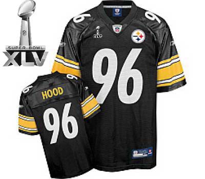 Steelers #96 Evander Hood Black Super Bowl XLV Stitched NFL Jersey