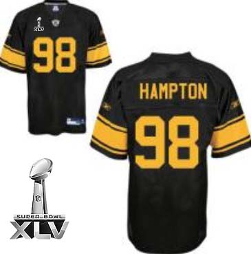 Steelers #98 Casey Hampton Black With Yellow Number Super Bowl XLV Stitched NFL Jersey