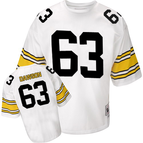 Mitchell And Ness Steelers #63 Dermontti Dawson White Stitched NFL Jersey