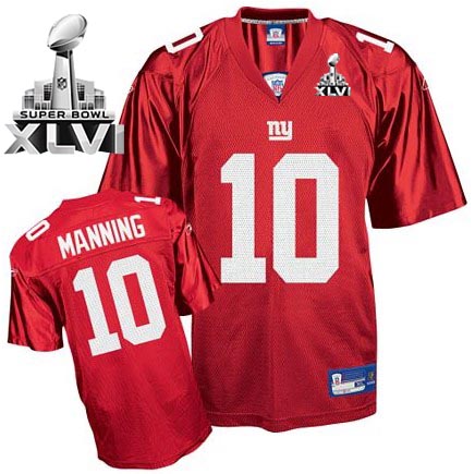 Giants #10 Eli Manning Red Super Bowl XLVI Stitched NFL Jersey