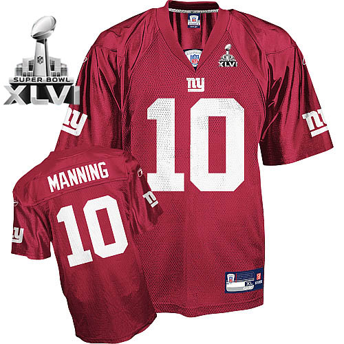 Giants #10 Eli Manning QB Practice Red Super Bowl XLVI Stitched NFL Jersey