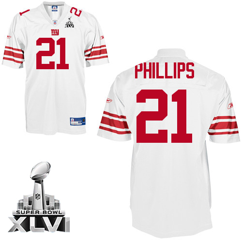 Giants #21 Kenny Phillips White Super Bowl XLVI Stitched NFL Jersey
