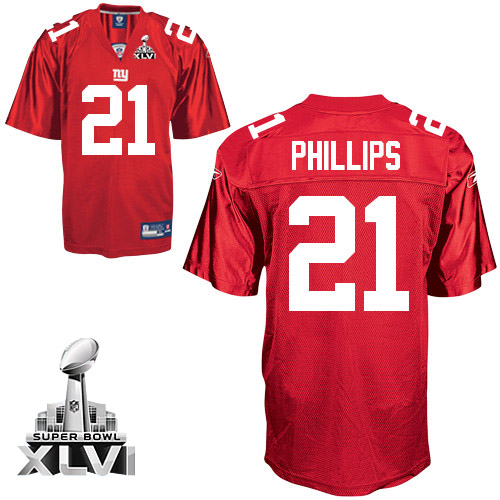 Giants #21 Kenny Phillips Red Super Bowl XLVI Stitched NFL Jersey