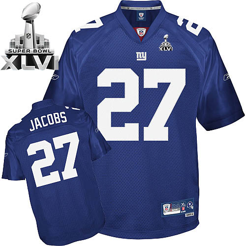 Giants Brandon Jacobs #27 Blue Super Bowl XLVI Stitched NFL Jersey