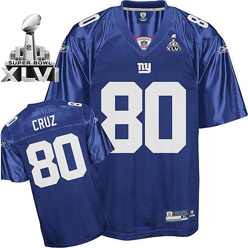 Giants #80 Victor Cruz Blue Super Bowl XLVI Stitched NFL Jersey