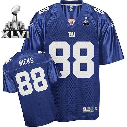 Giants #88 Hakeem Nicks Blue Super Bowl XLVI Stitched NFL Jersey