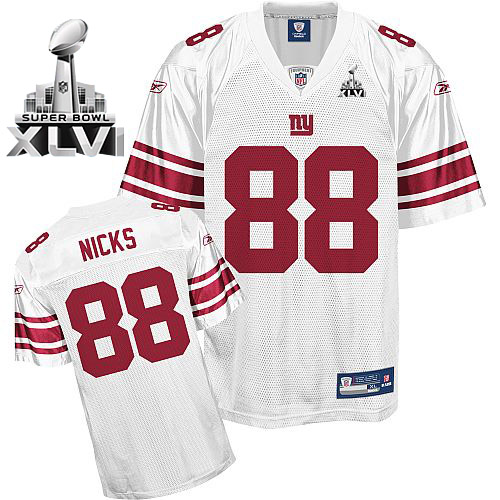 Giants #88 Hakeem Nicks White Super Bowl XLVI Stitched NFL Jersey
