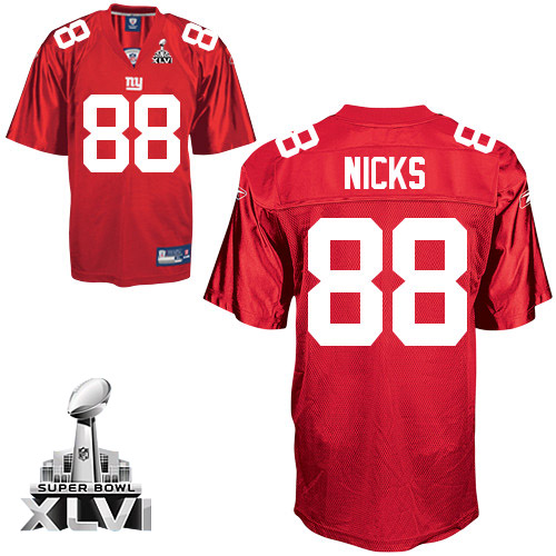 Giants #88 Hakeem Nicks Red Super Bowl XLVI Stitched NFL Jersey