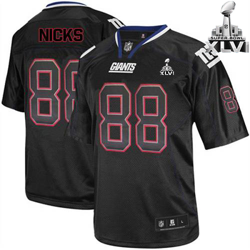 Giants #88 Hakeem Nicks Lights Out Black Super Bowl XLVI Stitched NFL Jersey