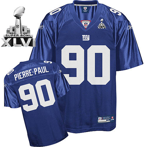 Giants #90 Jason Pierre Paul Blue Super Bowl XLVI Stitched NFL Jersey