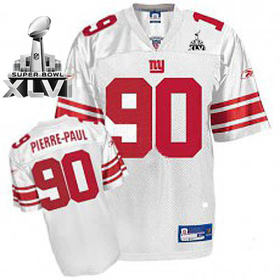 Giants #90 Jason Pierre Paul White Super Bowl XLVI Stitched NFL Jersey