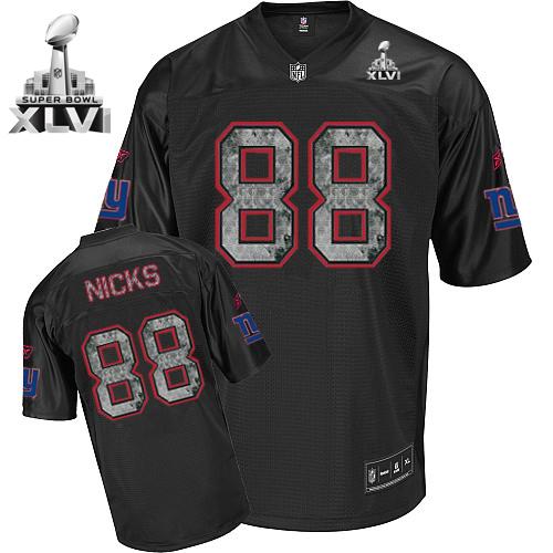 Sideline Black United Giants #88 Hakeem Nicks Black Super Bowl XLVI Stitched NFL Jersey
