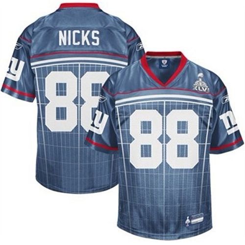 Giants #88 Hakeem Nicks Grey Super Bowl XLVI Stitched NFL Jersey
