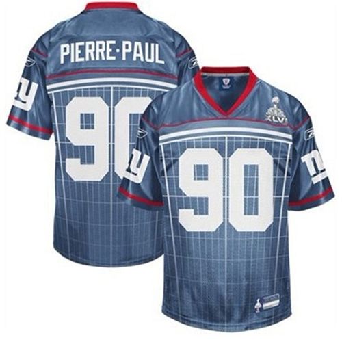 Giants #90 Jason Pierre Paul Grey Super Bowl XLVI Stitched NFL Jersey