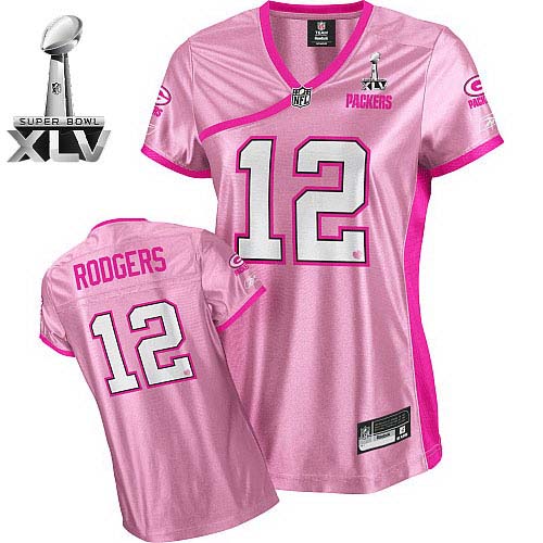 Packers #12 Aaron Rodgers Pink Lady Bowl Super Bowl XLV Stitched NFL Jersey